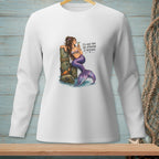 White long-sleeve shirt with mermaid graphic and text "I'LL GIVE THAT THE ATTENTION IT DESERVES."