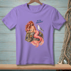 Mermaid with pink tail and sunglasses, seagull asking "Are you finished?"