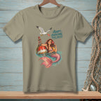 Mermaid with cocktail on buoy, seagull overhead, text: Adapt. Overcome. Order Another.