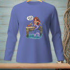 Mermaid with crab on dock, saying "Put that anywhere else."