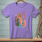 Mermaid with cocktail, crab, and text "ABSOLUTELY NOT".