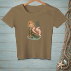 Brown t-shirt with a mermaid graphic and the text "SAVE IT FOR THE TAIL".
