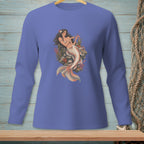 Long sleeve shirt with a vintage-style mermaid illustration and coral details.