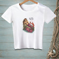 White t-shirt with mermaid and lobster graphic and text "The bar was low."