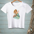 White t-shirt with a mermaid, crab, and sign that reads "ATTITUDE".