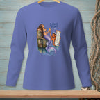 Mermaid and octopus with "I CHOSE PEACE" and a checklist on a purple long-sleeve shirt.