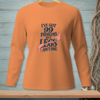 Orange long sleeve shirt with "I've got 99 problems but legs ain't one" text and mermaid tail.