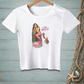 White t-shirt with mermaid illustration and text "I SAID IMPRESS ME."