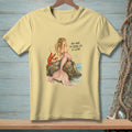 Mermaid and lobster on rock with text "YOU HAVE THE ENTIRE SEA TO LEAVE."