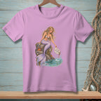 Mermaid with starfish and crabs sitting on a rock, holding sign that reads "Fix Your Expectations."