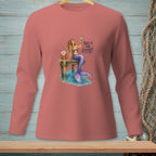 Mermaid with purple tail on pier drinks from glass; text says "This is the effort."