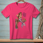 Mermaid pouring wine with a crab on a pier, text says "This could've been a text."