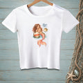 White t-shirt with mermaid and pufferfish graphic reading "Well, Somebody's Puffy."