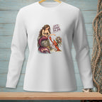 Long sleeve shirt with mermaid and lobster graphic and text "Let's Finish the Job."