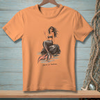 Peach t-shirt with a mermaid illustration and "Salty on Purpose" text.