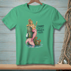 Mermaid with pink tail holding champagne, text "Crabby Isn't a Personality, Kevin."