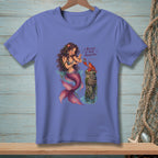 Mermaid with lobster giving a gift with "I believe in your potential" text.