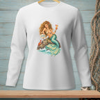 Mermaid with cocktail and "Attitude" sign sits on rock near crabs and starfish.