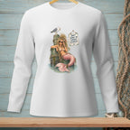 White long-sleeve shirt with a mermaid graphic and text: "Don't Judge My Current Situation."