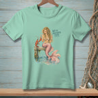 Mermaid with lobster and cocktail, text reads "We've discussed this."