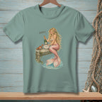 Mermaid holding champagne bottle with crab and shell labeled "Suggestions"