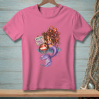 Pink t-shirt with a mermaid and octopus graphic, reading "Welcome to the Tangle Zone".