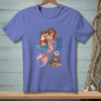 Mermaid with crab and buoy, text "Don't start what you can't finish. Pinch me."