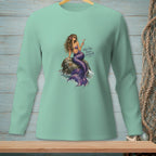 Mermaid with purple tail holding cocktail, text "High Tide. Higher Standards."