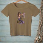 Brown t-shirt with mermaid holding jellyfish and text "Personal Space, Jelly Belly".